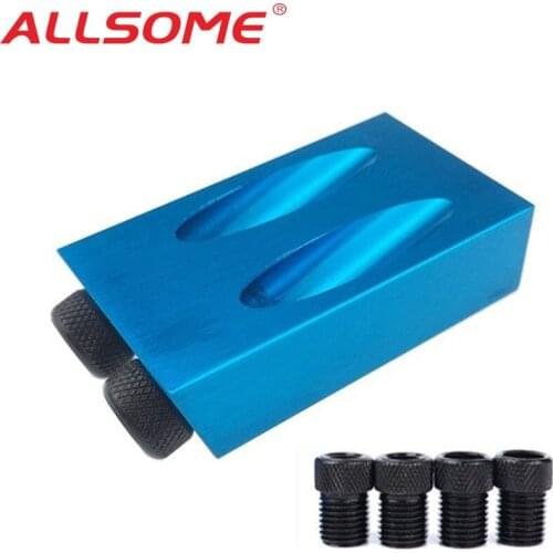 ALLOSOME Pocket Hole Jig Kit System Replaceable Drill Guide 6/8/10mm Dowel Jig Angle Drill Hole Puncher Locator Jig