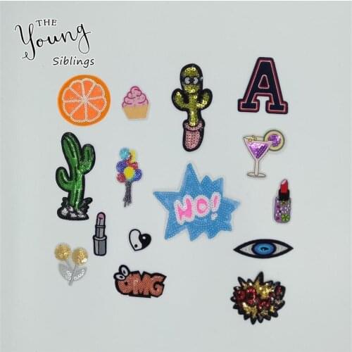 Fashion Kids Sequins Hot melt adhesive Applique Fabric Embroidery Badges DIY Craft Clothing Accessory Stripes patches C885