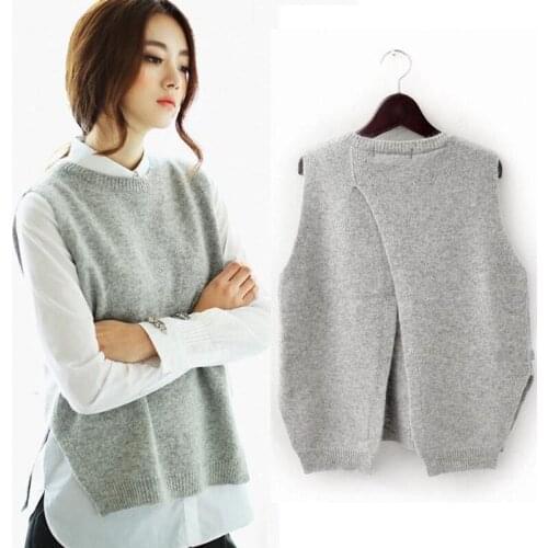 2020 New Autumn And Winter Cashmere Sweater Women 'S Knitted Vest Vest Sling Round Neck Loose Sleeveless Short Wool