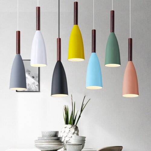Single Mini Pendant Lights Fixture Colorful Shade LED Industrial Hanging Lamp for Restaurant Dining Room Corridor Kitchen Island