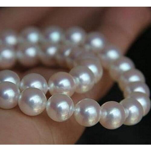 Jewelry Free Shipping 925 silver real natural big 8-9-10mm very strong natural pearl necklace round genuine send mother bag mai
