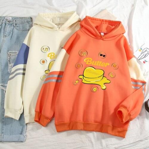 2021 Autumn/Winter Korean Kpop Bangtan Boys New Album Butter Printed Plus Size Hoodies Harajuku Casual Women Sweatshirt
