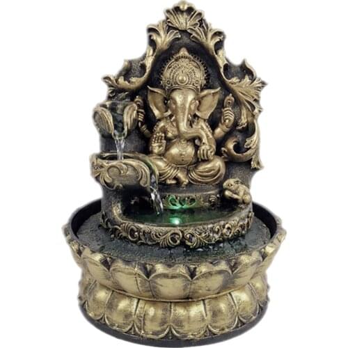 HandMade Hindu Ganesha Statue Indoor Tabletop Water Fountain Lucky Meditation Waterfall Home Ornaments Crafts Arts Gift