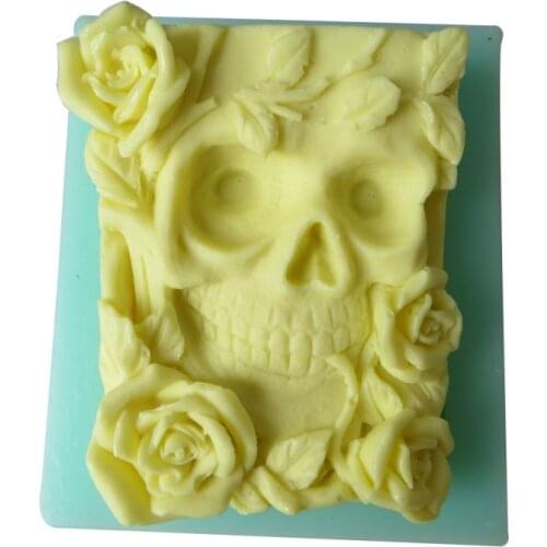 Skull Rose Flower Handmade Soap Silicone Mold Cake Chocolate Candy Baking Mould Soap Tray Mould DIY Resin Crafts