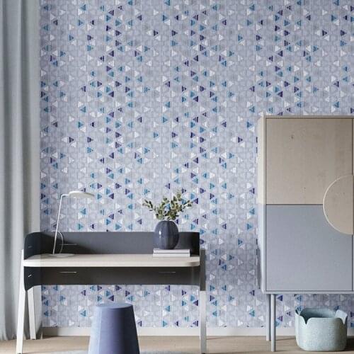 Nordic Lattice Wallpapers For Living Room Clothing Store Mediterranean Blue Triangle Wall paper Home Decor papel de parede