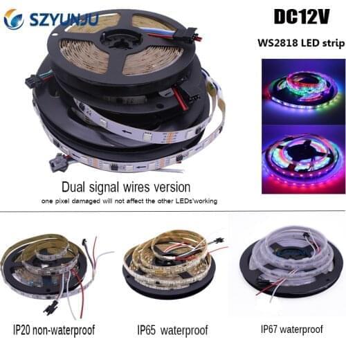 WS2818 IC DC12V 5050 RGB Full color LED strip light breakpoint continuous 30 60LEDs/M Pixel Digital Flexible Strip Smart Tape