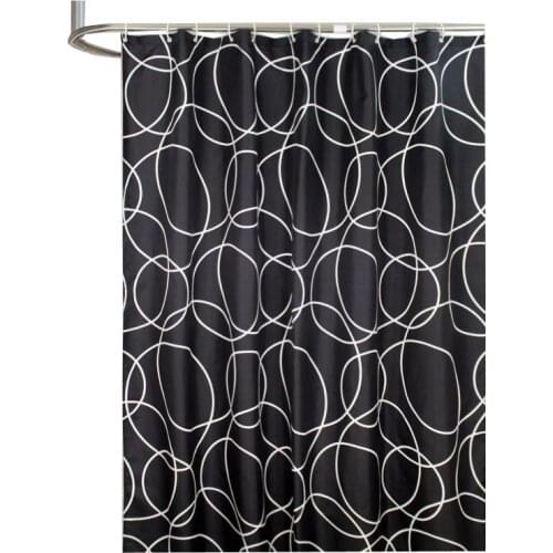 Black Ring Shower Curtain Thickened Waterproof Shower Curtain Polyester Fabric for Bathroom
