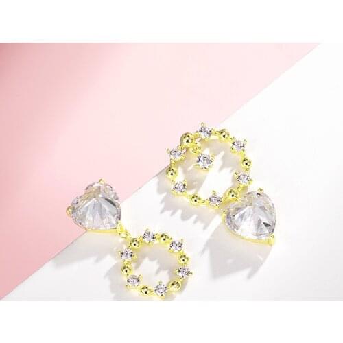 Stud Earrings for Women 2021 Lovely S925 Silver Color Needle Earring Classic Ear Stud for Wedding Fine Jewelry Gifts