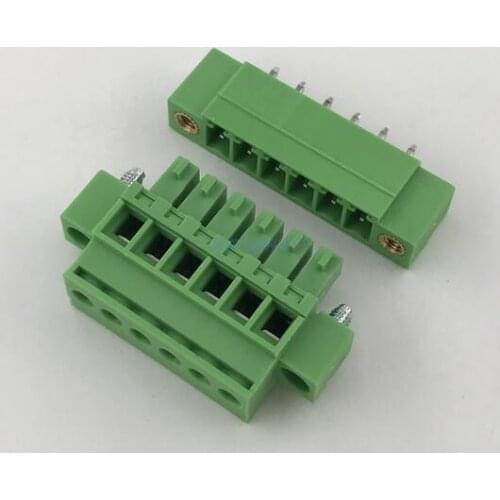 10sets Side vertical plug-in terminal block with ear flange fixed terminal K15EDGKAM-3.81MM 13P-24P Straight or curved needle