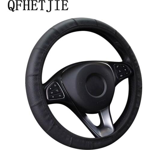 38CM Medium Car Steering Wheel Cover Cowhide Thin Section Without Inner Ring Elastic Band Grip Car Handle Cover Car Accessories