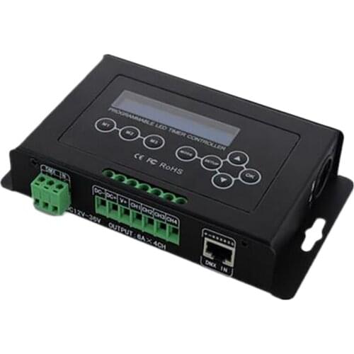 4-way plant light timing dimmer , aquarium light controller DMX512 timing dimmer Programmable With Lcd Display DC12V-36V