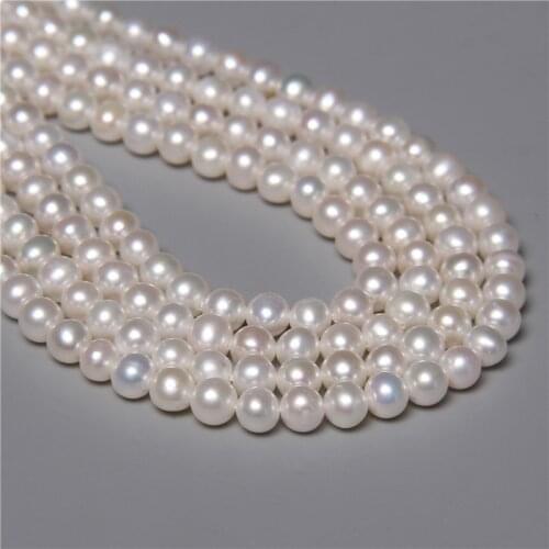 5mm 100% Real Quality Natural Pearl Bead Freshwater White Round Pearl Loose Spacer Bead For Jewelry Making DIY Bracelet 14"