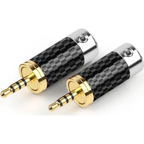 3/32" Jack 2.5 mm Headphone Plug Connector 4 Pole Carbon Fiber Gold/Rhodium Plated For 7.2/4.0mm Cable For AK240 320 2/10/50pcs