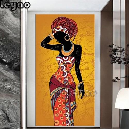 Diamond Embroidery 5d African Art Black and Gold Woman Scandinavian Diamond Painting Full Square/Round Cuadros For Home Decor