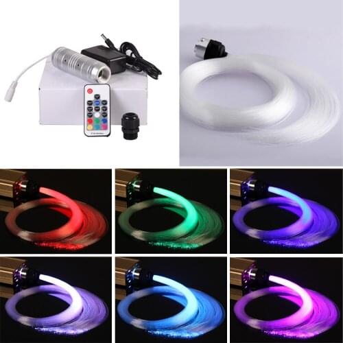 Free shipping Car use DC12V 7W RGB LED Fiber Optic Star Ceiling Kit Light with 0.75mm 200strand 2meter