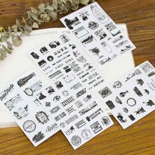6 pcs/lot Retro style Black And White Sticker Decoration DIY Scrapbooking Sticker Stationery Kawaii Diary Label Sticker