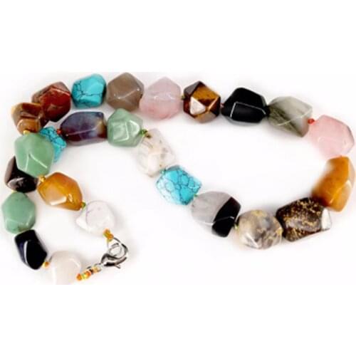 Druzy Fashion Natural Crystal Stone Random Irregular Beads String Necklace Multicolor Multisection Beads String Energy Necklace
