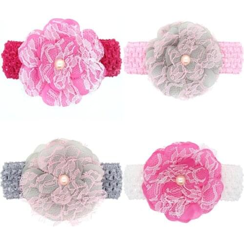 Baby girl headband Infant hair accessories cloth pearl bows newborn flower Headwear tiara headwrap Gift bandage Ribbon Toddlers