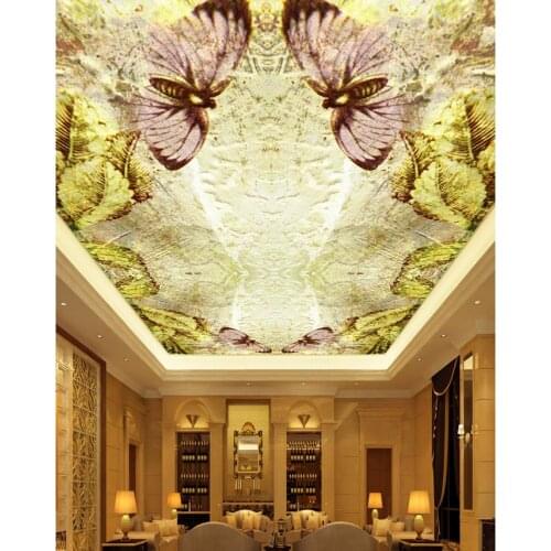 European retro pattern butterfly flower ceiling Landscape wallpaper murals ceilings Home Decoration