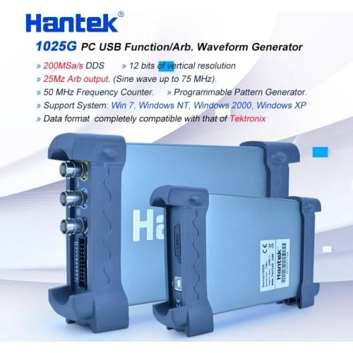 Hantek PC USBFunction/Arbitrary Waveform Generator 25MHz Arb. Wave 200MSa/s DDS 1025G support Win 7,NT,2000,XP