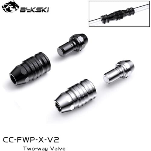 Bykski 2 Ways Fast Cut-off Drain Disconnected Water Stop Valve Dual Channels T1 Brass Water Cooling System Fitting CC-FWP-X-V2