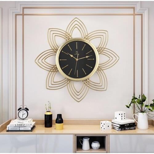 Creative Large Wall Clock Vintage Golden Art Luxury Novelty Wall Clock Living Room Kitchen Wandklok Home Decoration 5050WC