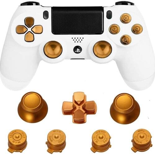 Metal Bullet Buttons Thumbstick Cap L1 R1 L2 R2 Dpad Aluminum Buttons Chrome D-pad for Sony PlayStation 4 (PS4) Controller