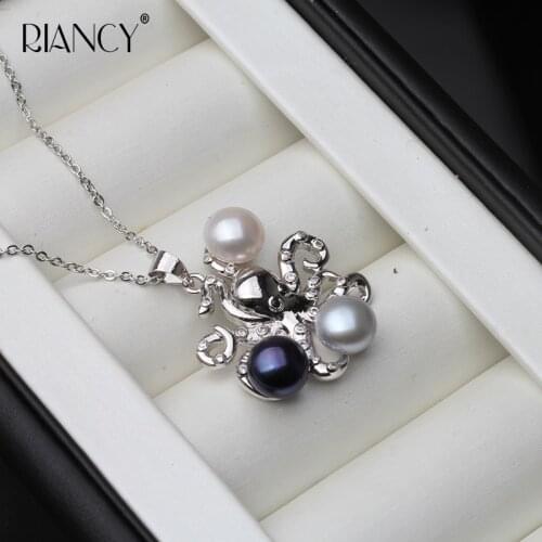 Fashion Natural freshwater Multicolor Pearl Pendant Multi-bead octopus Necklace For Women wedding Gift