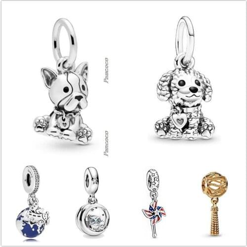 Original 925 Sterling Silver Poodle Puppy Dog With Heart Tag & Just Because Pendant Fit Pandora Bracelet & Necklace Jewelry
