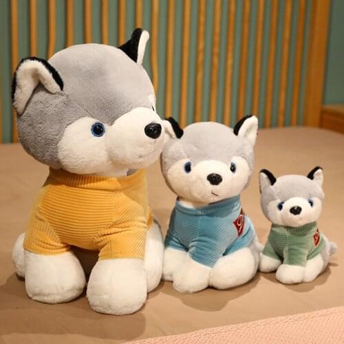 Cartoon animal crossing sitting posture Husky puppies plush stuffed animal pillow doll room decoration ornaments birthday gifts