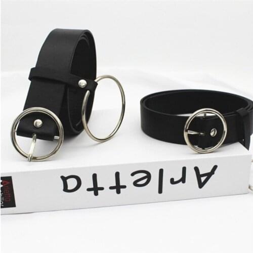 Women Waist Belt Lovely Womens Big Ring Decorated Belts Female Hot Newest Design Fashion Gold Pin Buckle Solid PU Leather Strap