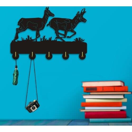 1Piece Pronghorn Scene Clothes Coat Hook Door Wall Hook Hanger Animals Handbag Keys Holder Bathroom Kitchen Toilet Hooks