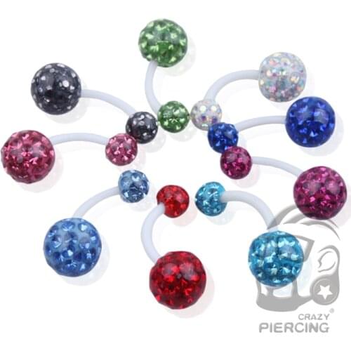 Christma Hot Sale Belly Button Ring Crystal Disco Ball 316L Surgical Stainless Steel Navel Ring Body Piercing Jewelry