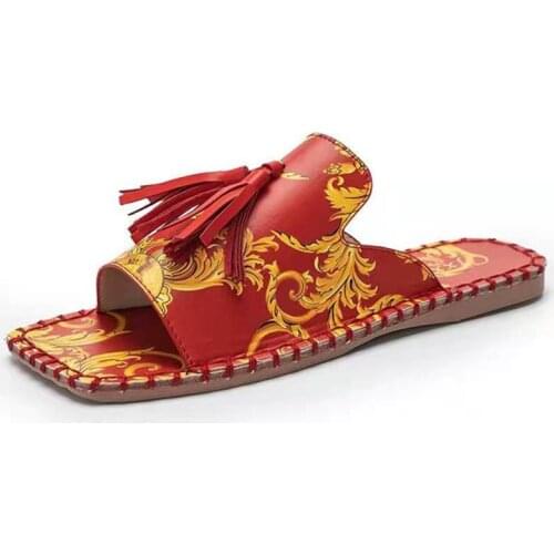 Sandals Women 2021 Fashion Tassels Summer Slippers Women Retro Outdoor Flat Woman Sandal European And American Tassel Flip Flop