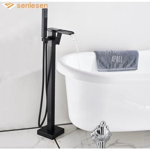 Senlesen Black Bathroom Tub Faucet Single Handle Solid Brass Cold and Hot Water Mixer Tap For Bathtub Faucets