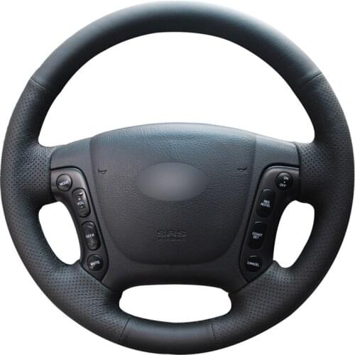 Hand-stitched Black PU Artificial Leather Car Steering Wheel Cover for Santa Fe 2007 2008 2009 2010 2011 2012 Accessories