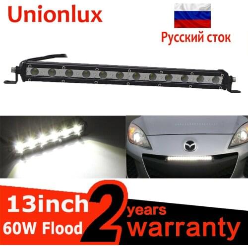 1-Row 13inch 60W LED Work Light Bar Car Slim Flood Spot Beam Auto Offroad LED Work Lamp For Truck 4X4 SUV 12V Car-Styling