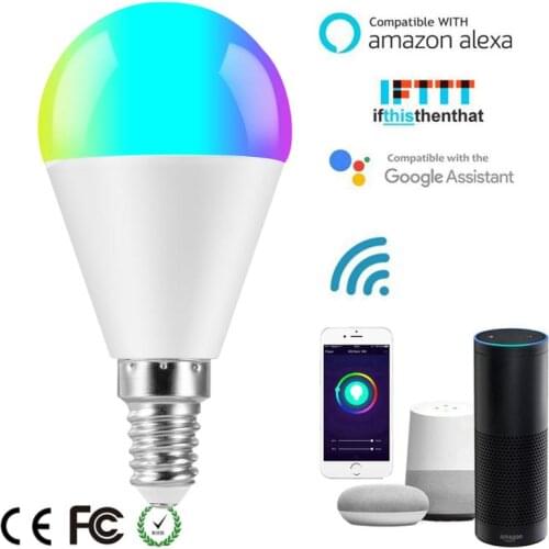 Smart Home LED Light Bulb Amazon Alexa/Google IFTTT Home 6W WiFi RGB Color Changing Dimming Light App Smart Life E27/E26/B22/E14