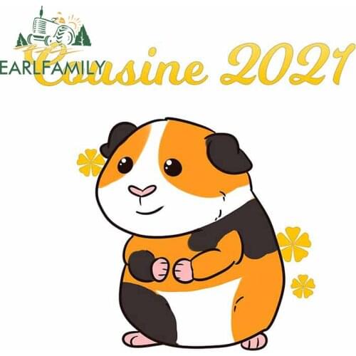EARLFAMILY 13cm x 12.4cm for Cousin 2021 Guinea Pig Vinyl Car Stickers Family Windows Scratch-Proof Laptop Tuning Decal Decal