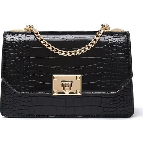 Womens bags 2021 new Korean all-match fashion chain bag tide crocodile pattern small square bag shoulder messenger bag