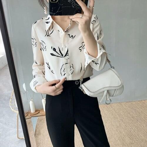 Women Spring Autumn Style Chiffon Blouses Shirts Lady Casual Half Sleeve Turn-down Collar Dot Printed Blusas Tops DD8867