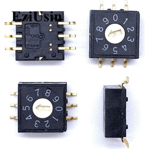 0-9 10 Rotary Coding Knob Switch SMD 6pins 0mm Shank 3:3 PCB Switching RM3AF-10R 6p