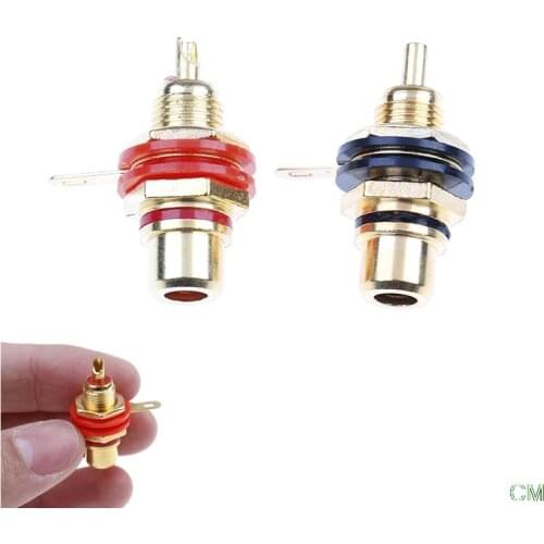 1 Pair New RCA Female Socket Connector Chassis Panel Mount Adapter Audio Terminal Plug