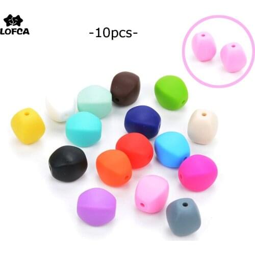 LOFCA 10pcs Chunky Olive Shape Silicone Beads Food Grade Silicone Baby Silicone Beads Teething Necklace Making Teething Toy