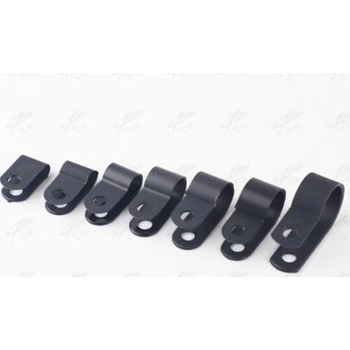 100PCS 6.4mm R-Type Nylon Cable Clamp 1/4" black R-Type Cable Clamp Cable Clips Free Shipping