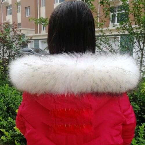 2021 Luxury Natural Real Raccoon Fur Collar White Beige Fur Scarf Women Men Coat Fur Scarves Winter Jackets Decor 75*12.5cm