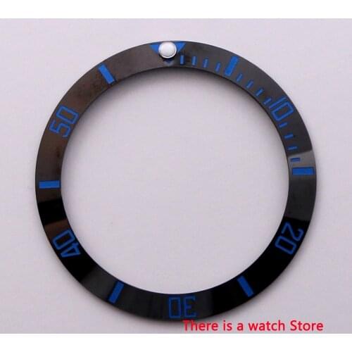 38mm ceramic bezel insert black with blue marks luminous dot fit 40mm watch case SUB Automatic mens watch