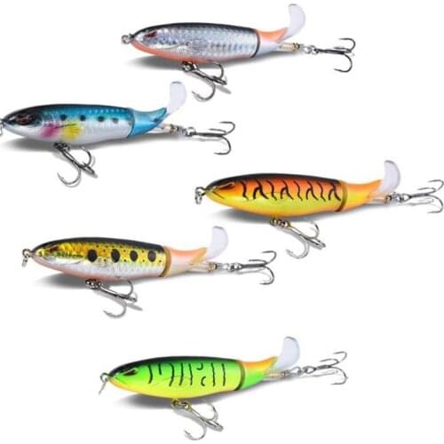5 Pcs Topwater Fishing Lure Fishing Hook Rotating Tail Fishing Tackle Bait For Freshwater Saltwater Carp Bass Pike,Etc
