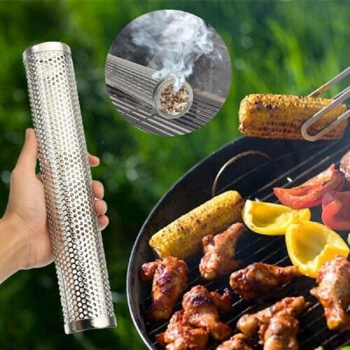 6/12 inch Tube Smoke Generator Square Round BBQ Grill Hot Cold Smoking Mesh Stainless Pellet Smoker