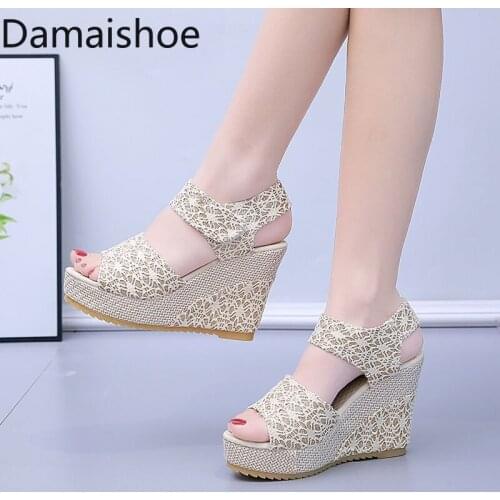 Summer Wedge Super High Heels Peep Toe Sandals for Women Open Toe Platform Versatile Banquet Korean Style Frosted 2021 New Shoes